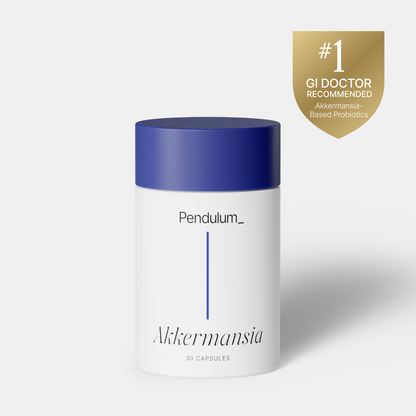 Pendulum Akkermansia Probiotic with Prebiotic Fiber - Increases GLP-1 Production, Delayed Release, Third-Party Tested, 100M AFU Live Strain for Gut Health for Men & Women 30 Capsules